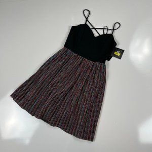 IN San Francisco Black Rainbow Dress Strappy Short Glitter Shiny 1 S